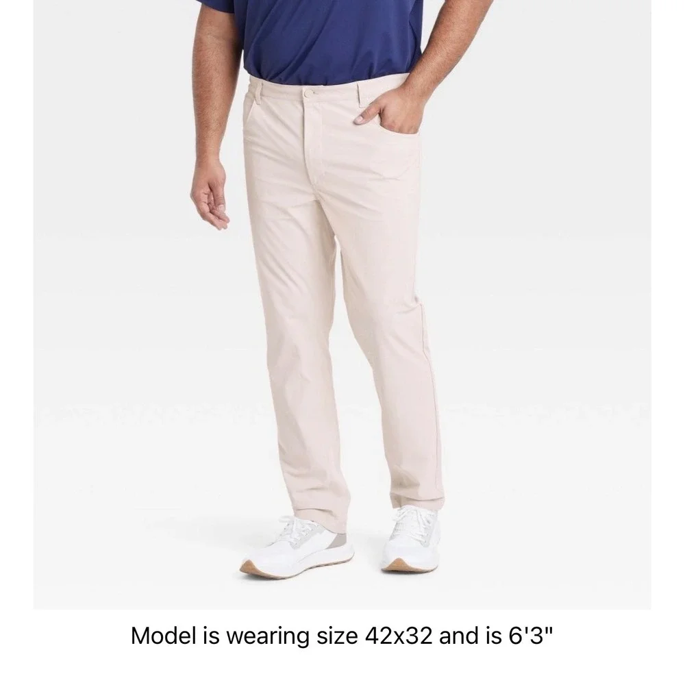All In Motion Mens 360 Lifestyle Slim Fit 5-Pocket Pants Gray 42x32 UPF 50+